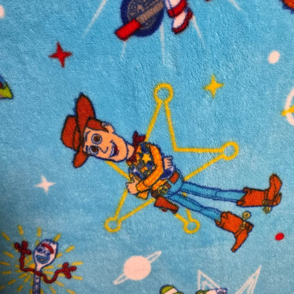 Disney Pixar Toy Story 4 Fleece Throw Blanket Blue 36x48 Woody Buzz Ducky Bunny